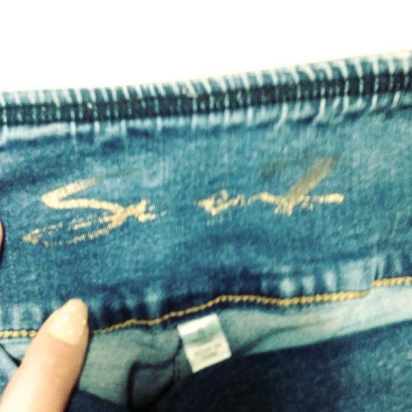 SEVEN JEANS Straight Leg Tummy Toner Light Distressing Raw Hem Stretchy Size 8 - Picture 6 of 11